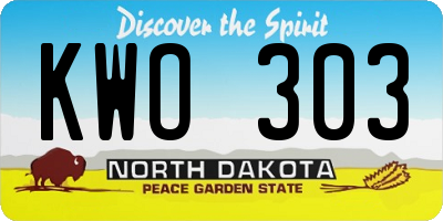 ND license plate KWO303