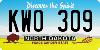 ND license plate KWO309