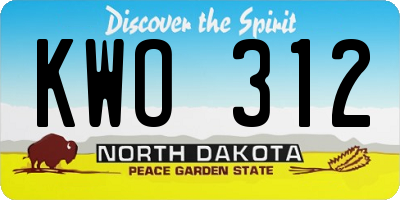 ND license plate KWO312