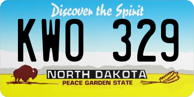 ND license plate KWO329