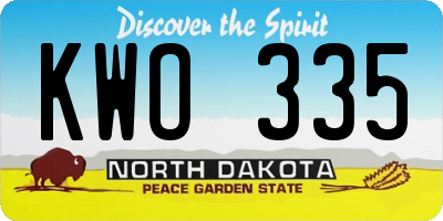 ND license plate KWO335