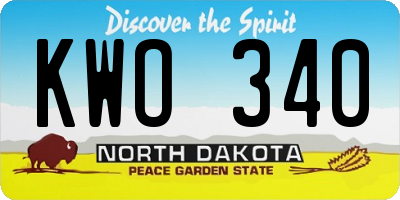 ND license plate KWO340