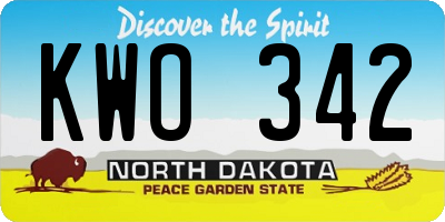 ND license plate KWO342