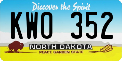 ND license plate KWO352