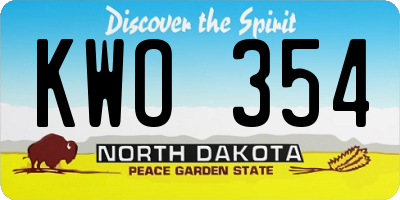 ND license plate KWO354