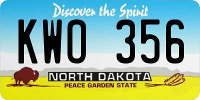 ND license plate KWO356