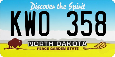 ND license plate KWO358