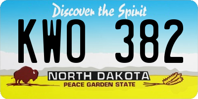 ND license plate KWO382