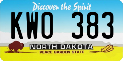 ND license plate KWO383