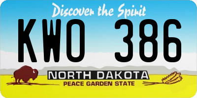 ND license plate KWO386