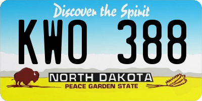 ND license plate KWO388