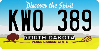 ND license plate KWO389