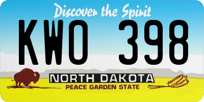 ND license plate KWO398