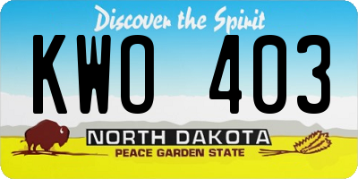 ND license plate KWO403
