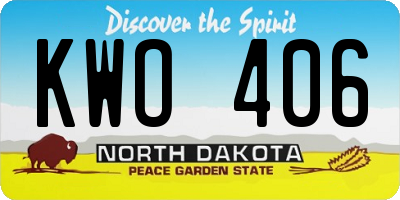 ND license plate KWO406