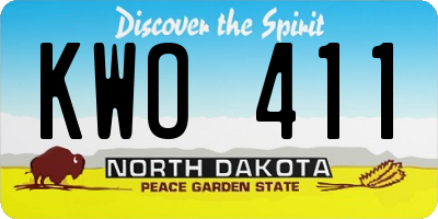 ND license plate KWO411