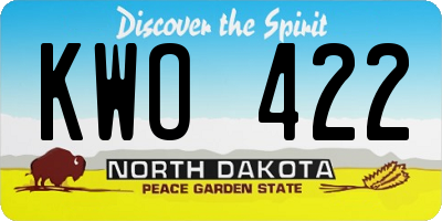 ND license plate KWO422