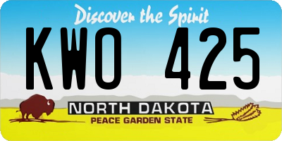 ND license plate KWO425