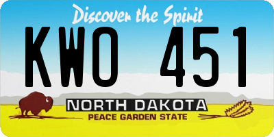 ND license plate KWO451