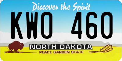 ND license plate KWO460