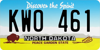 ND license plate KWO461