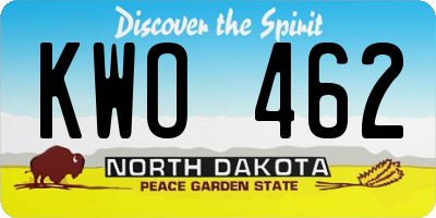 ND license plate KWO462