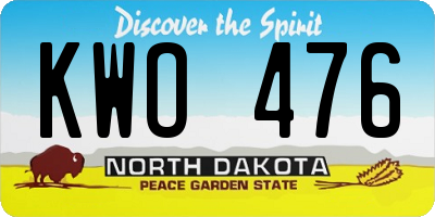 ND license plate KWO476