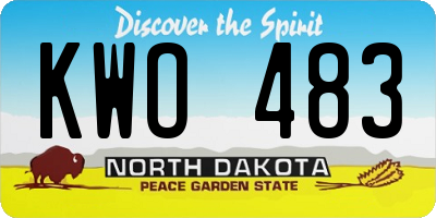 ND license plate KWO483