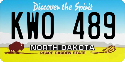 ND license plate KWO489