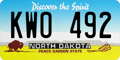 ND license plate KWO492