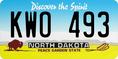 ND license plate KWO493