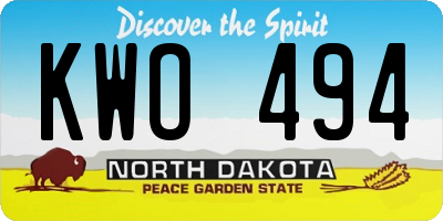 ND license plate KWO494