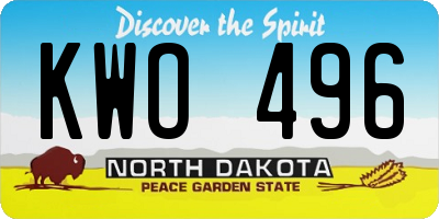 ND license plate KWO496