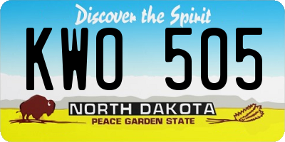 ND license plate KWO505