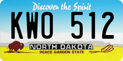ND license plate KWO512