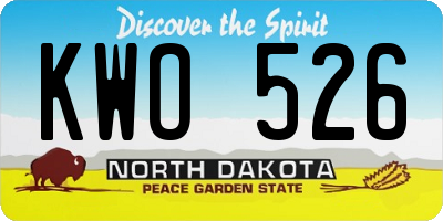 ND license plate KWO526