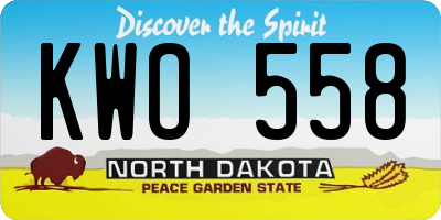 ND license plate KWO558