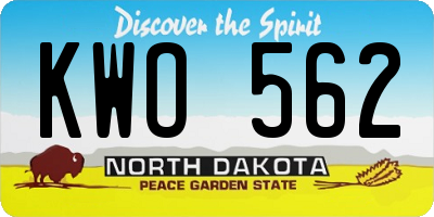 ND license plate KWO562
