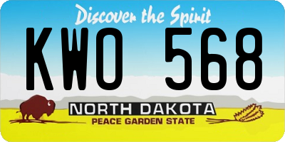 ND license plate KWO568