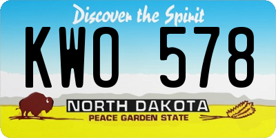 ND license plate KWO578