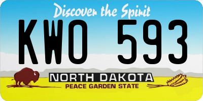 ND license plate KWO593