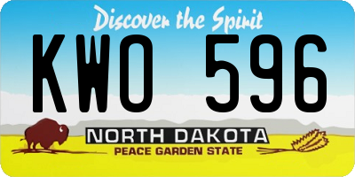 ND license plate KWO596