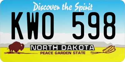 ND license plate KWO598
