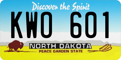 ND license plate KWO601