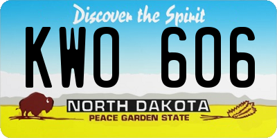 ND license plate KWO606