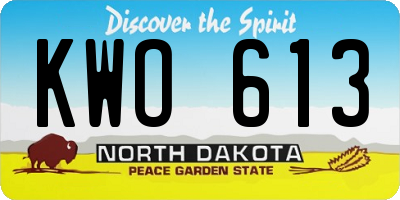 ND license plate KWO613