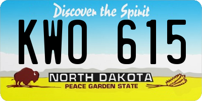 ND license plate KWO615