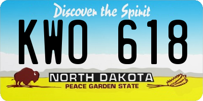 ND license plate KWO618