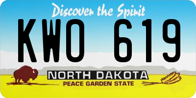 ND license plate KWO619