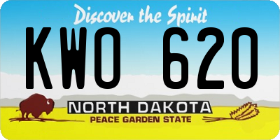 ND license plate KWO620